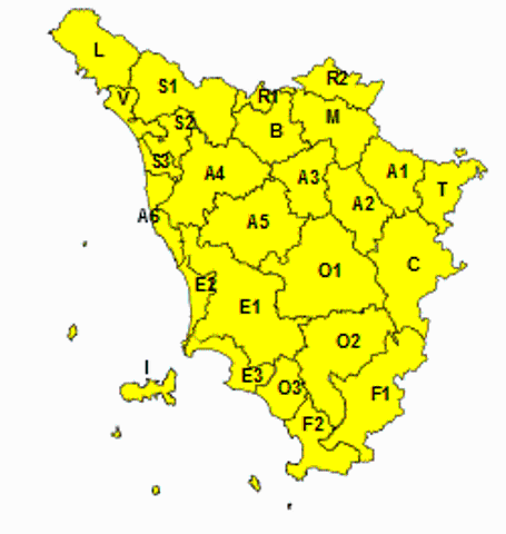 Codice giallo per Neve in tutta la Toscana