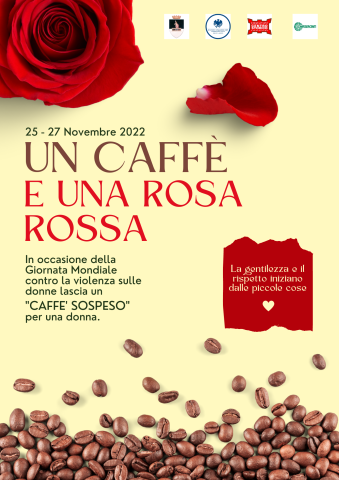 Un caffè e una rosa rossa