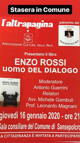 Questa sera a Sansepolcro la presentazione del libro "Enzo Rossi, l'uomo del dialogo"